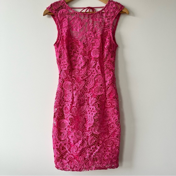 Dresses & Skirts - BNWT Lipsy London Pink Backless Lace Mini Dress Size 8